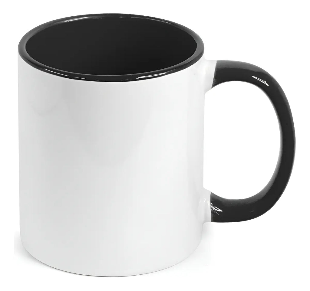 Caneca SmartSub 325ml Branca com Interior e Alça Preta para Sublimação