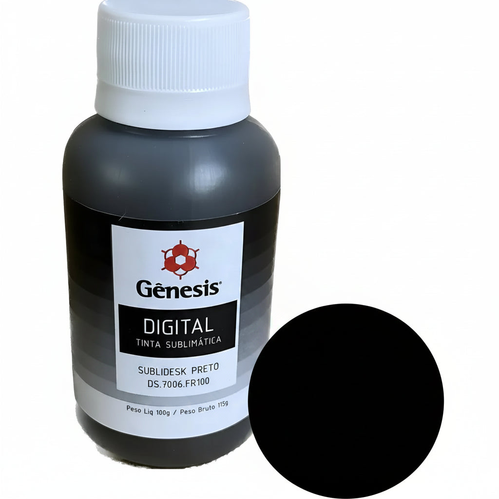 Tinta para Sublimação Gênesis Preta 100ml - Cores Vibrantes e Alta Durabilidade