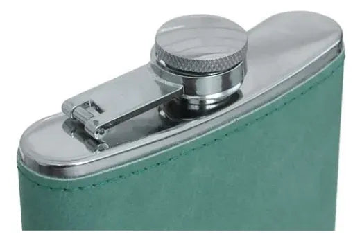 Cantil de Inox 240ml com Capa de Couro Cinza Escuro para Sublimação