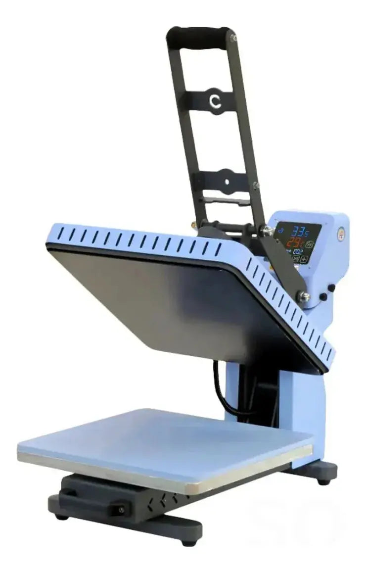 Elite 38x38cm Blue Manual Flat Heat Press with Drawer for Sublimation