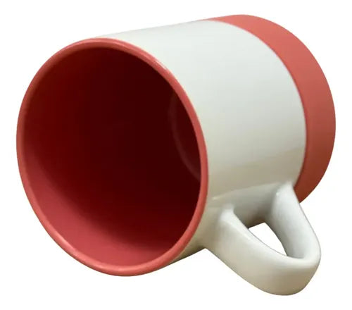 Ceramic Mug 350ml with Pink Interior and Silicone Base for Customization
