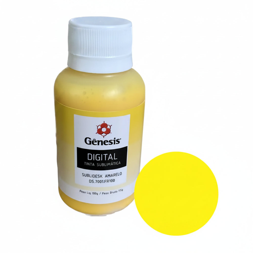 Tinta para Sublimação Gênesis Amarela 100ml - Cor Vibrante e Duradoura