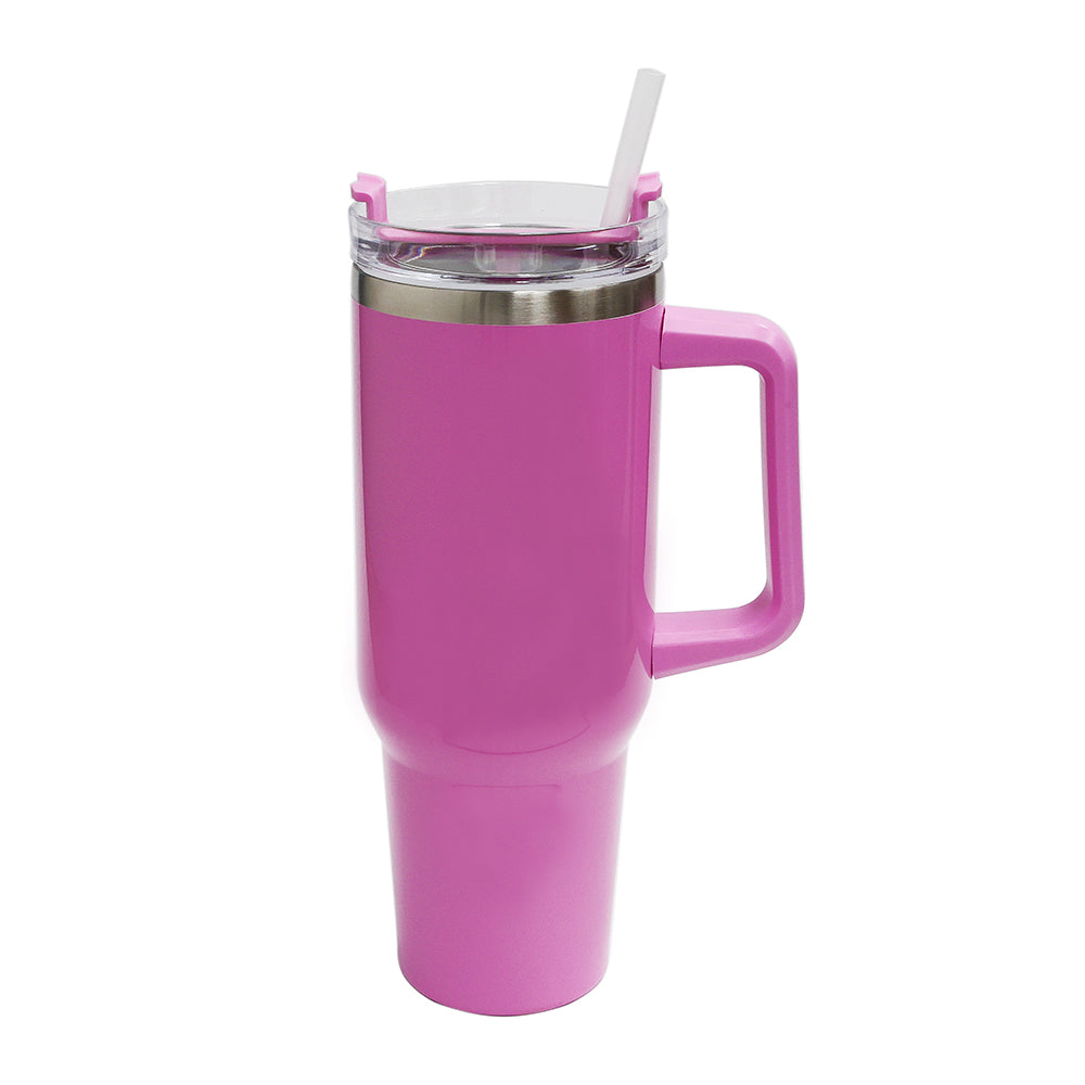 Copo Térmico Titan 1200ml Rosa Pink Brilho com Canudo para Sublimação
