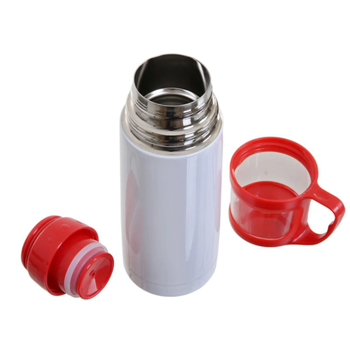 Garrafa Térmica Inox 300ml Branca com Tampa Vermelha para Sublimação