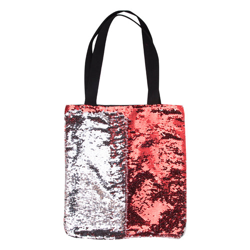 Bolsa para Sublimação Vermelho e Prata 35x38cm com Alça de Lantejoulas