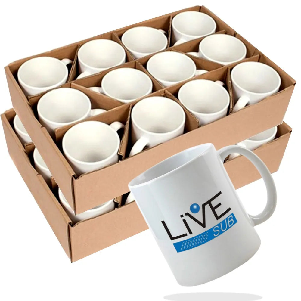 Caneca de Cerâmica Branca 325ml Classe AAA para Sublimação - Live Premium