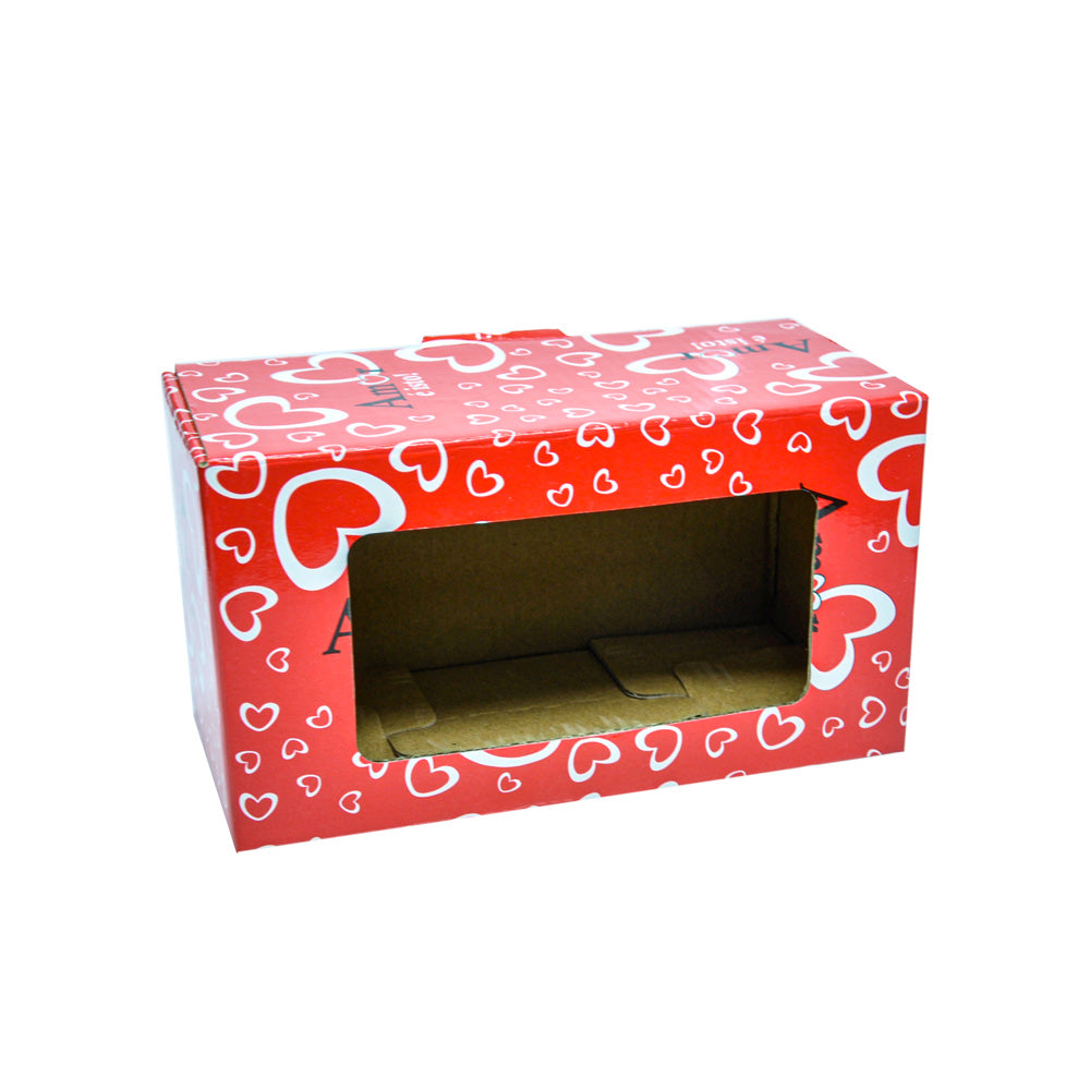 Caixa de Papelão Dupla para Canecas com Estampa 'Amor' - Proteção e Design Exclusivo para Personalizados