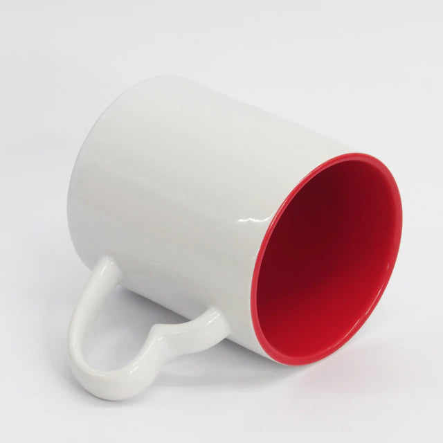 Caneca de Cerâmica Vermelha 325ml com Alça Coração para Sublimação