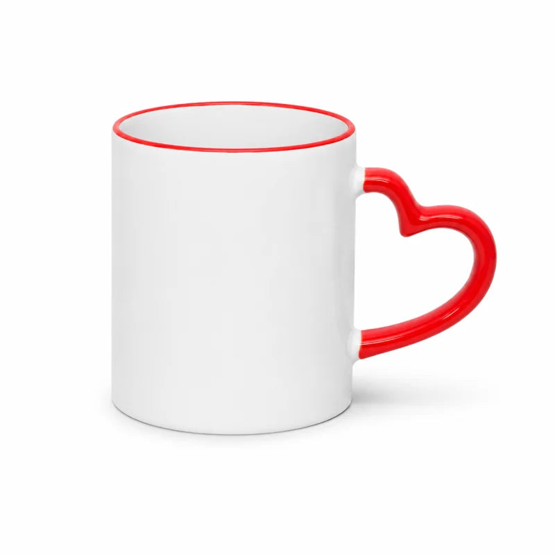 325ml Ceramic Mug with Red Heart Handle for Sublimation