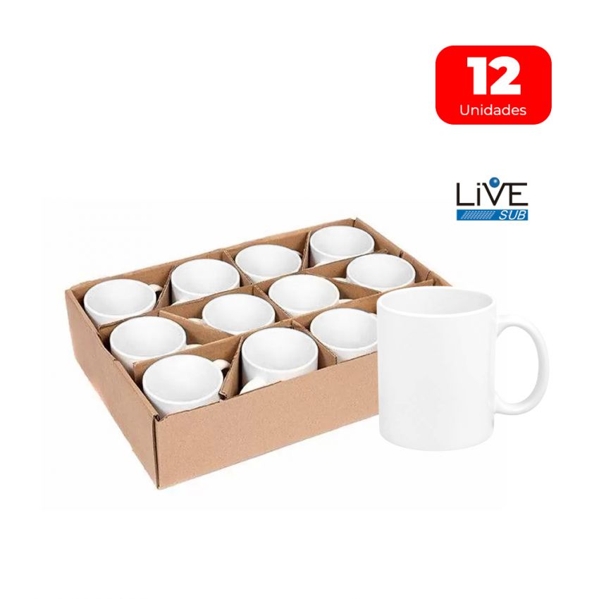 Caneca de Cerâmica Branca 325ml Classe AAA para Sublimação - Live Premium