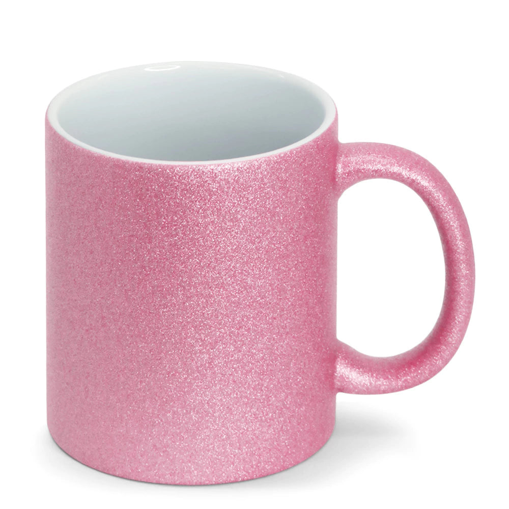 Caneca de Cerâmica Glitter Rosa 325ml para Sublimação