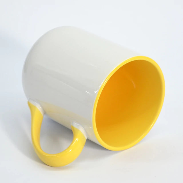Caneca Imperial Amarela com Interior e Alça Coloridos 350ml para Personalização