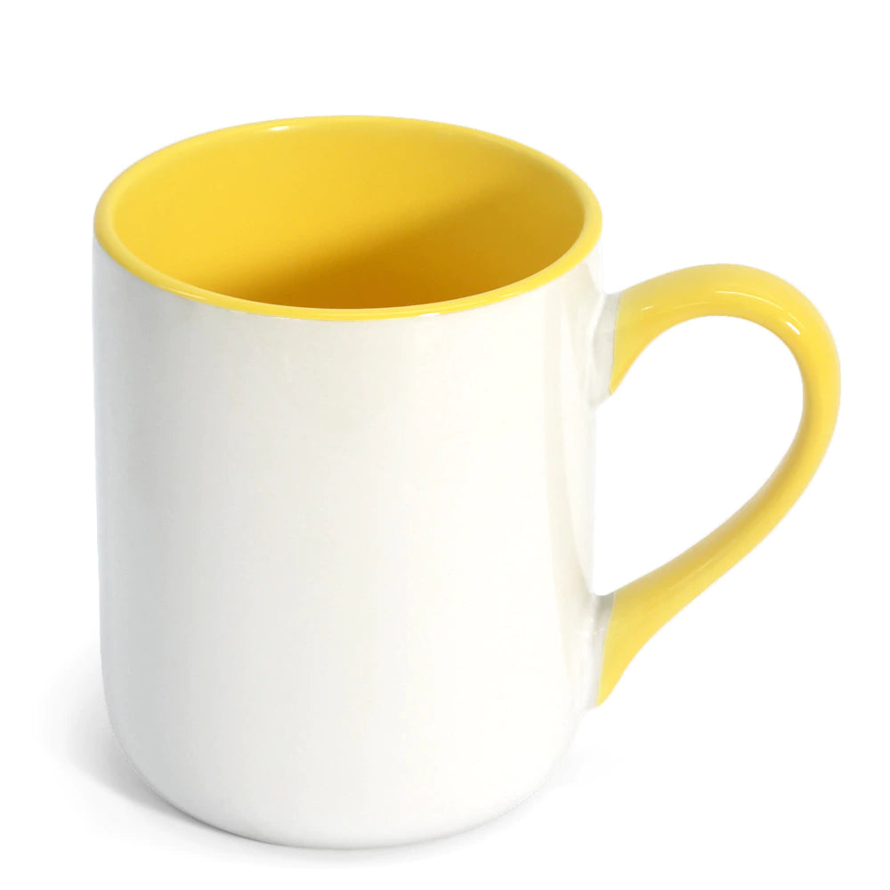 Caneca Imperial Amarela com Interior e Alça Coloridos 350ml para Personalização