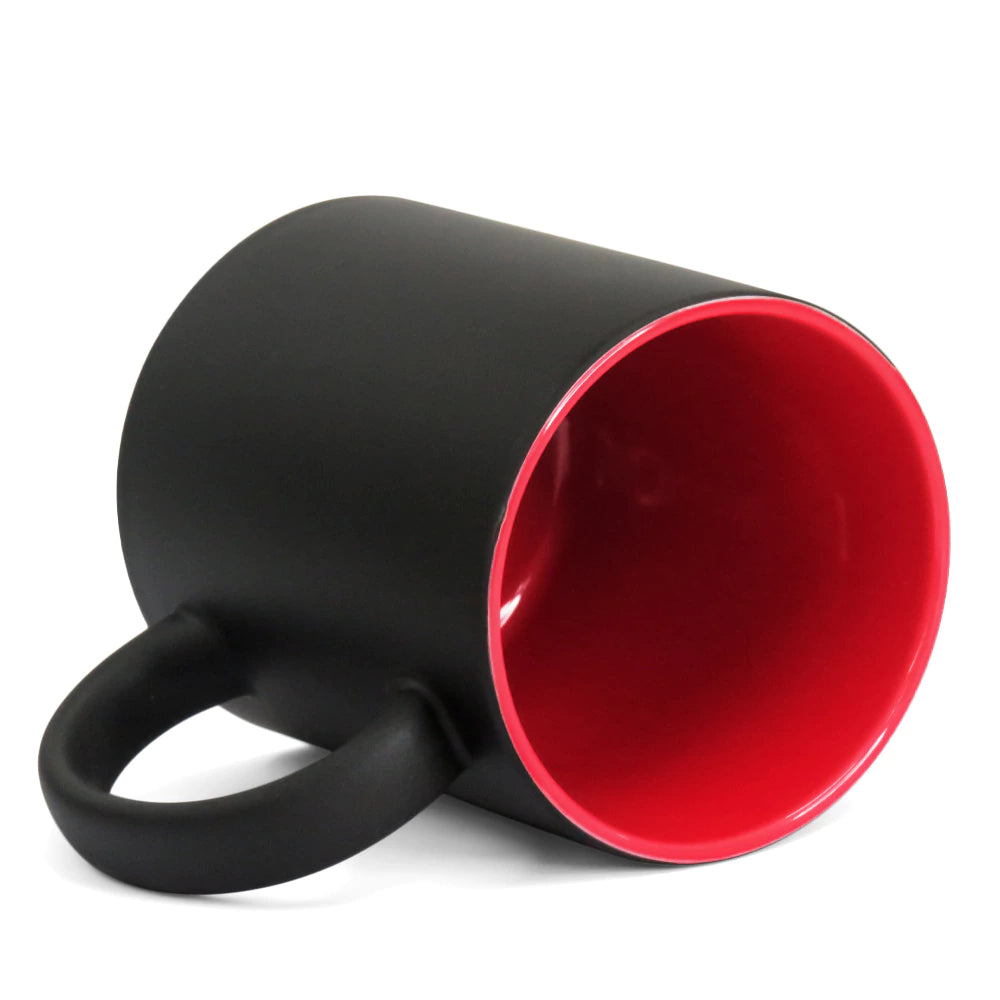 Caneca Mágica de Cerâmica 325ml Preto e Vermelho para Sublimação