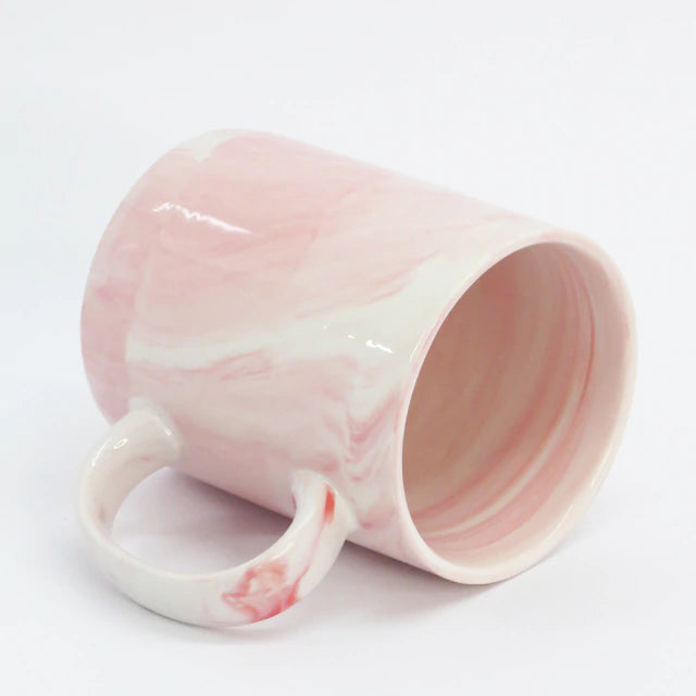 Caneca de Cerâmica Mármore Rosa 325ml para Sublimação - LiVE