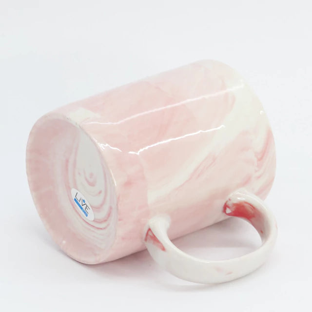 Caneca de Cerâmica Mármore Rosa 325ml para Sublimação - LiVE