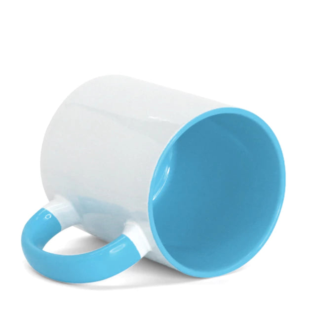 Caneca Cerâmica 325ml Branca com Interior Azul Bebê para Personalização