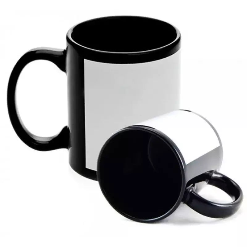 325ml Black Ceramic Mug with White Sublimation Stripe LIVE