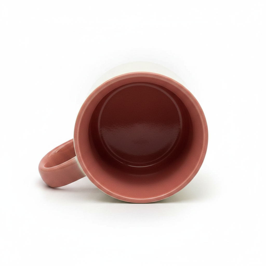Caneca Cerâmica Rosa 380ml com Interior e Alça Coloridos para Personalização