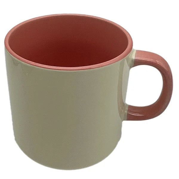 Caneca Cerâmica Rosa 380ml com Interior e Alça Coloridos para Personalização