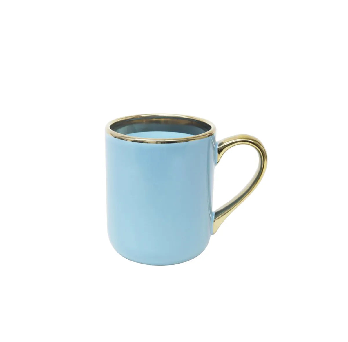 Caneca de Cerâmica Azul Imperial com Interior e Alça Dourada 325ml para Personalização