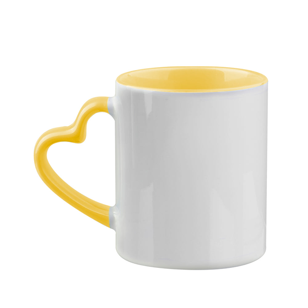 Caneca de Cerâmica Amarela 325ml com Alça para Sublimação