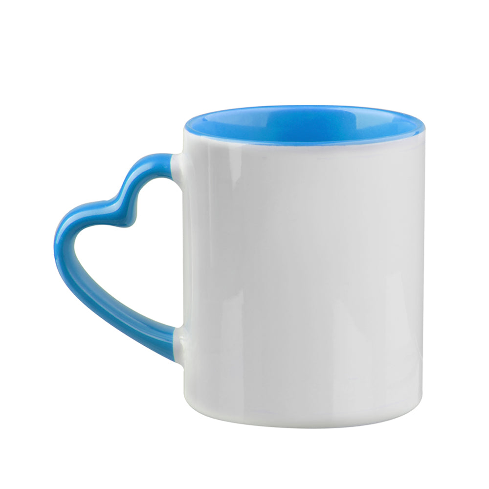 Caneca de Cerâmica 325ml com Alça e Interior Azul Claro para Sublimação