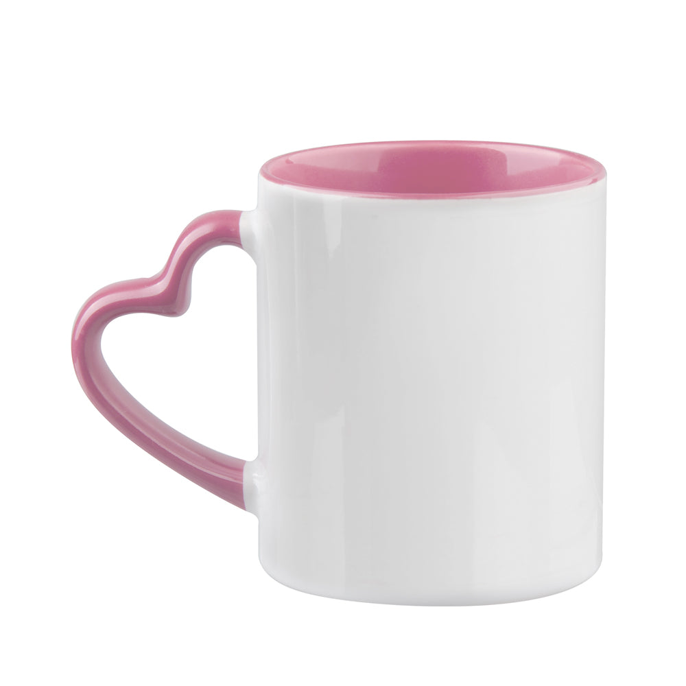 Caneca de Cerâmica Rosa 325ml com Alça e Interior Coloridos para Sublimação