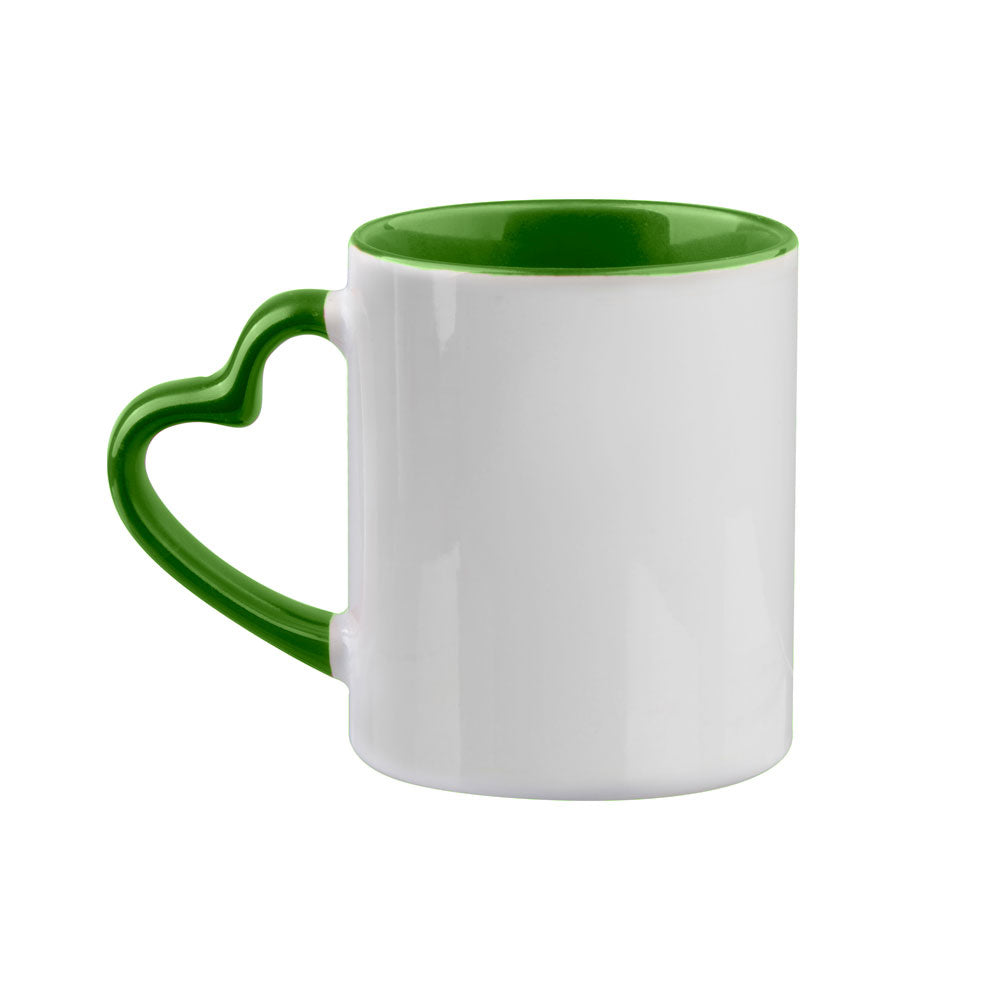 Caneca de Cerâmica Verde 325ml com Alça e Interior Coloridos para Sublimação