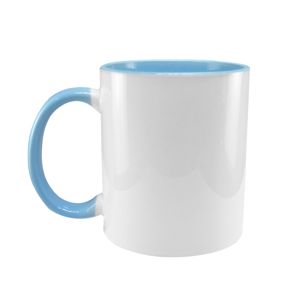 Caneca de Cerâmica 325ml Branca com Interior Azul Bebê para Sublimação