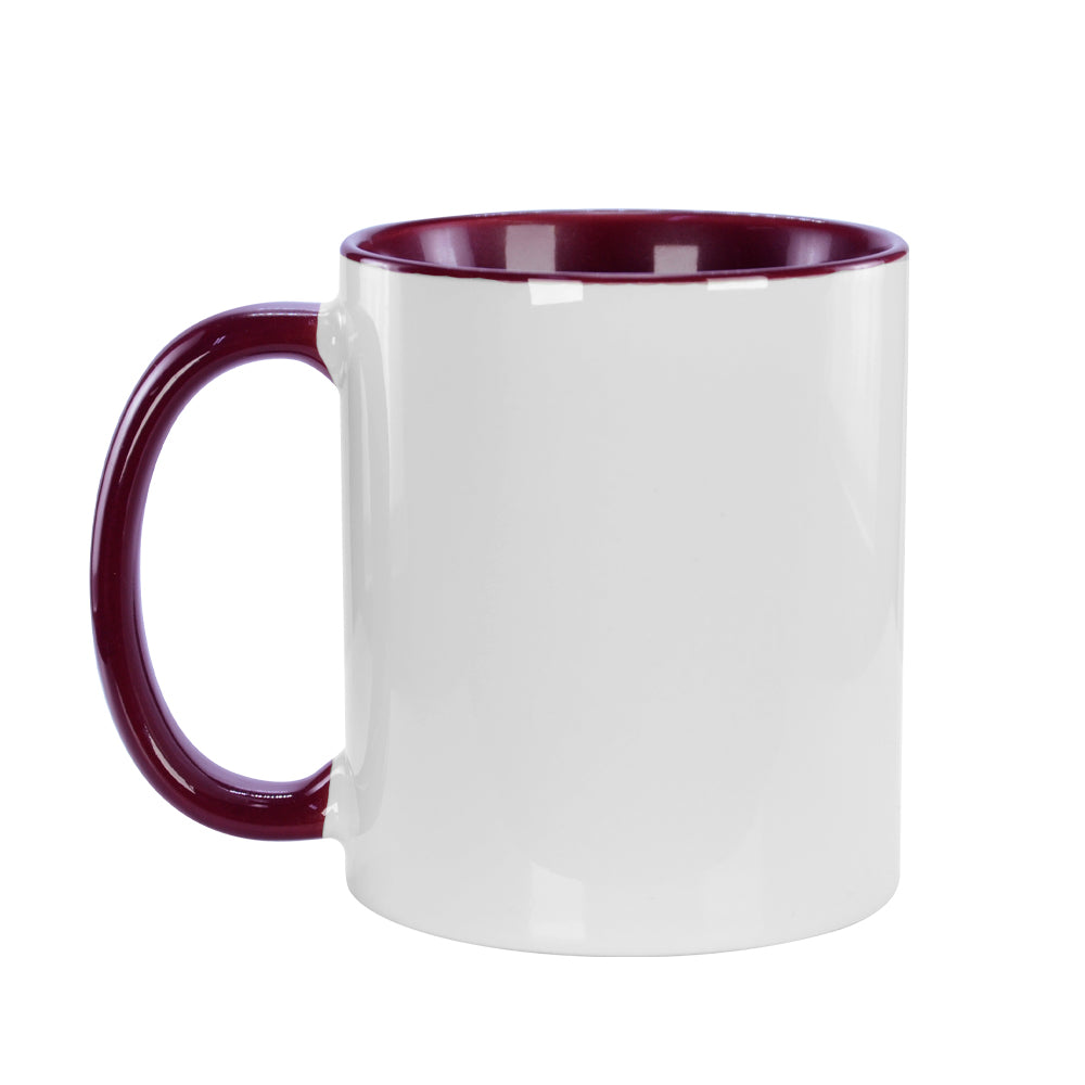 Caneca de Cerâmica 325ml Branca com Interior Vinho para Sublimação