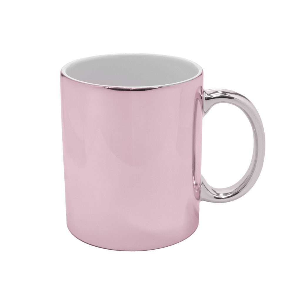 Caneca Cromada Rose 325ml com Alça Prata para Sublimação