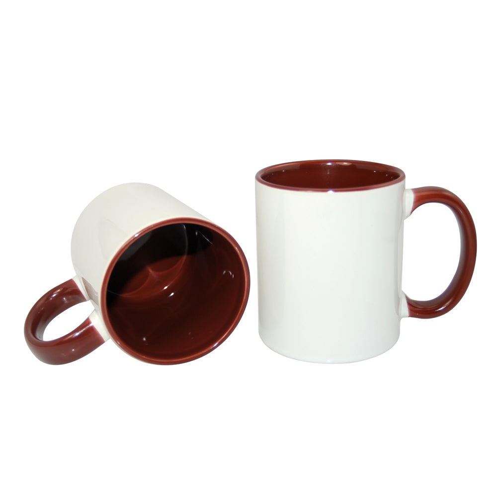 Caneca de Cerâmica 325ml Branca com Interior Marrom para Sublimação