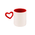 Caneca de Cerâmica 325ml Branca com Alça Coração Vermelha para Sublimação