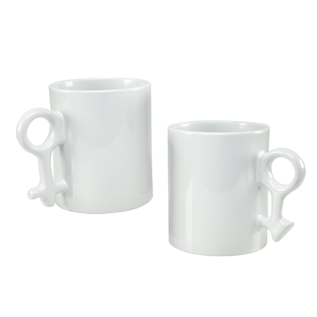 Caneca de Cerâmica 325ml com Símbolos Feminino e Masculino para Sublimação
