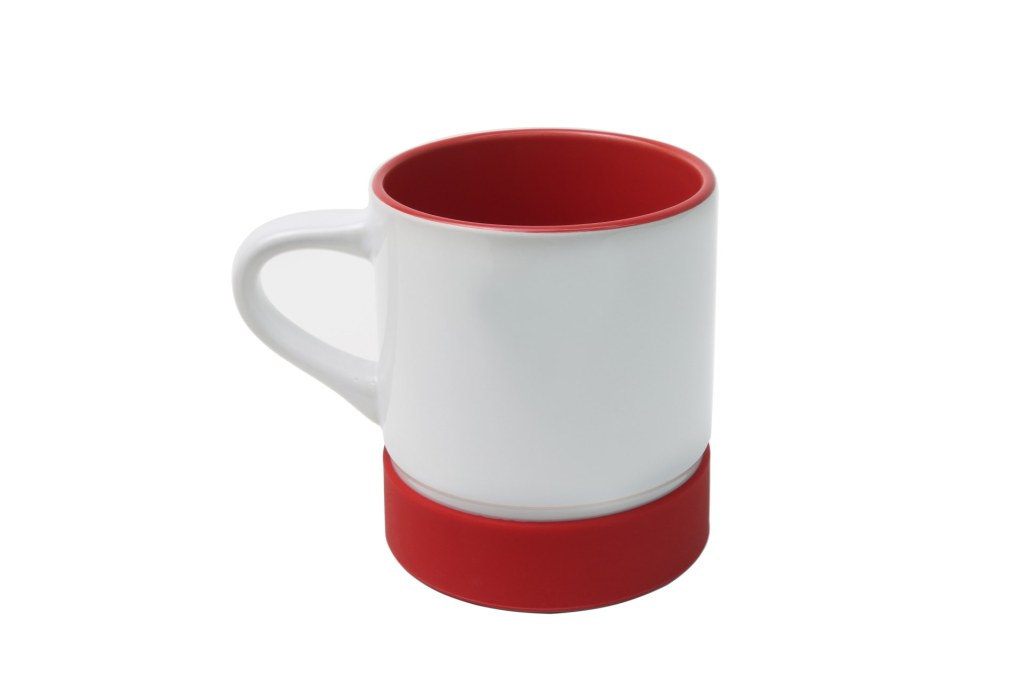 Caneca Cerâmica Vermelha com Interior Colorido e Base de Silicone para Personalizados