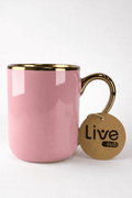 Caneca Cerâmica 325ml Rosa Imperial com Alça e Interior Dourado para Personalização