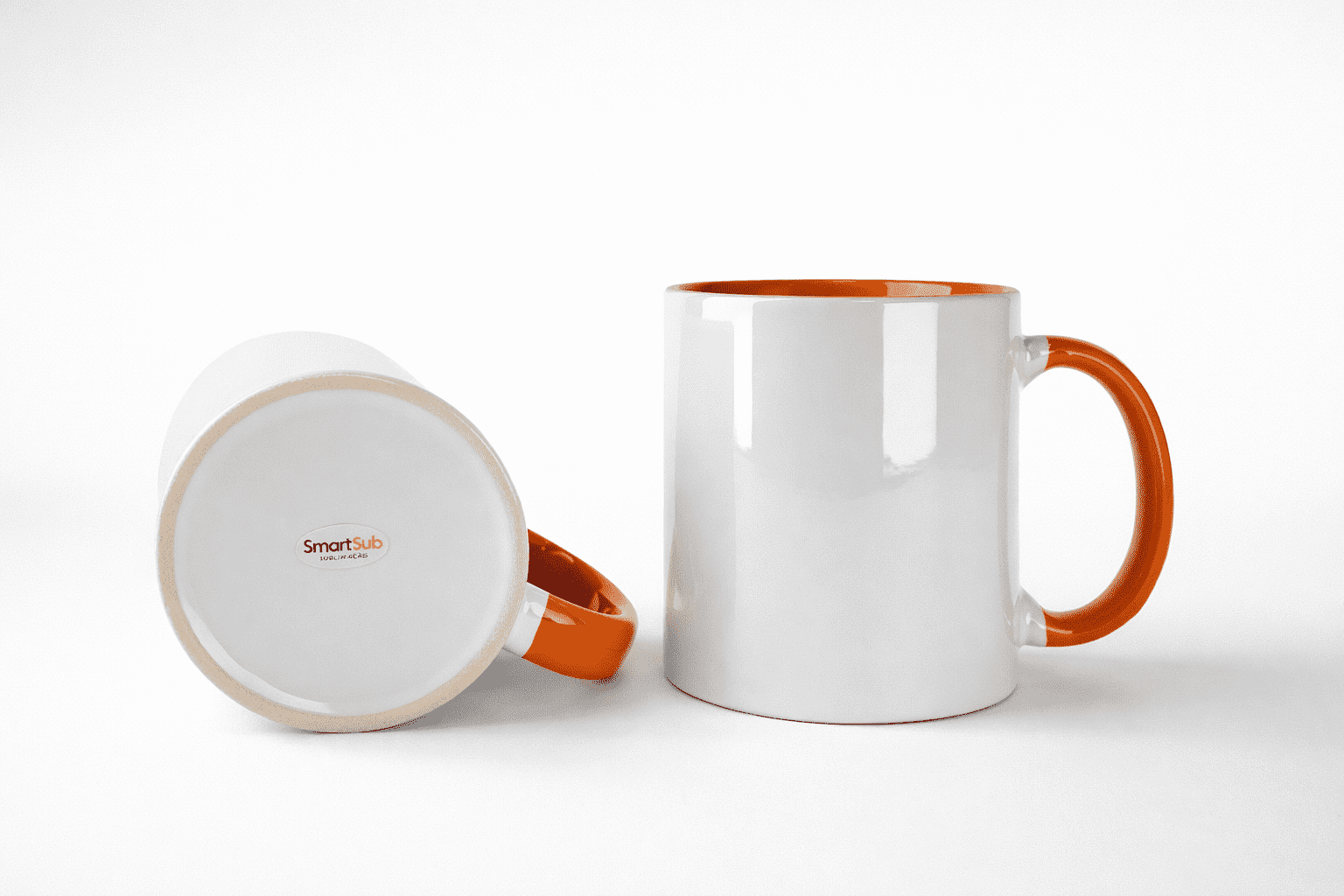 Caneca Cerâmica 325ml Branca com Interior Laranja para Sublimação Smart Sub