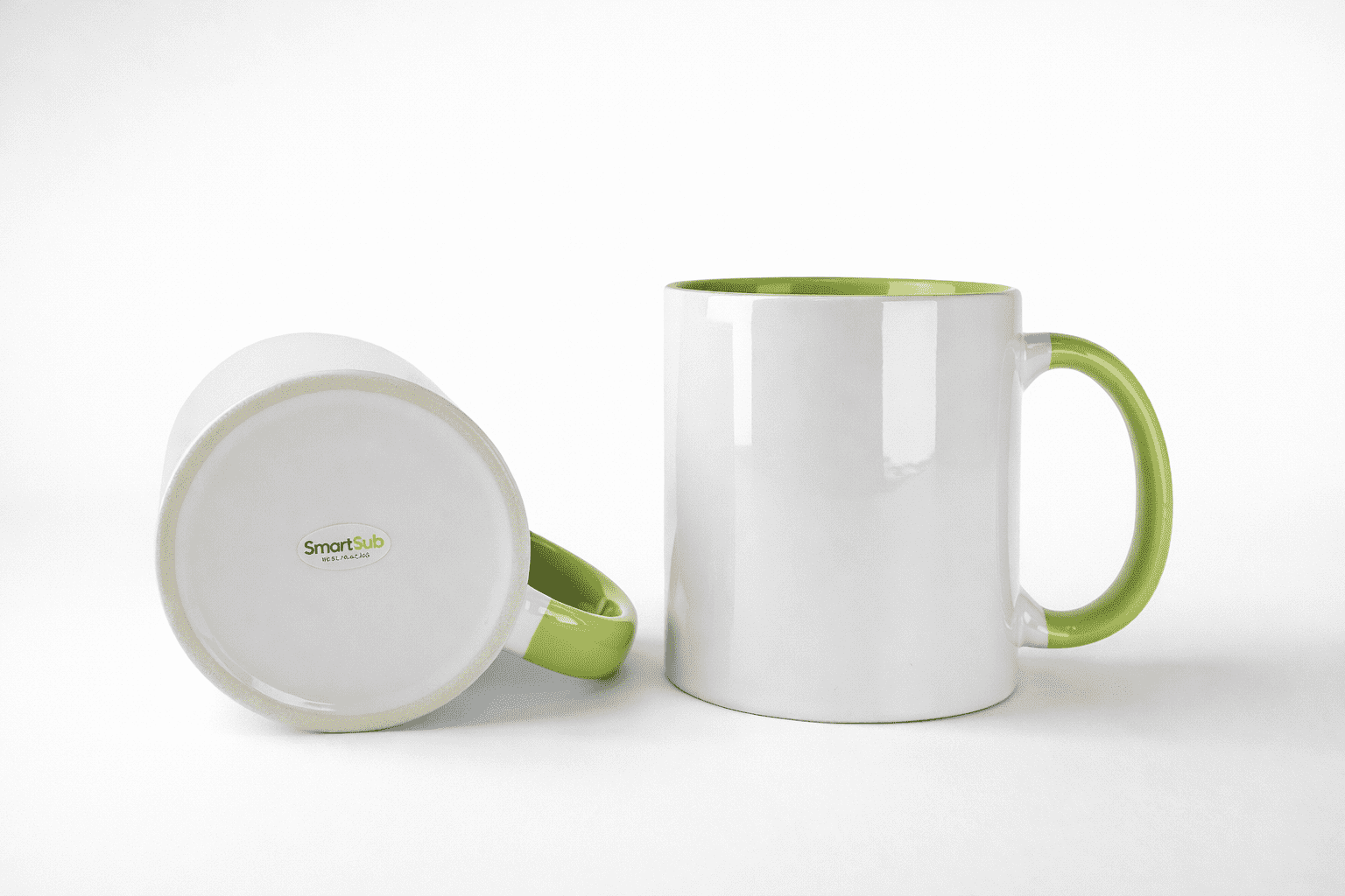 Caneca Cerâmica 325ml Branca com Interior Verde Claro e Alça Confortável para Personalização