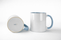 Caneca Cerâmica 325ml Branca com Interior Azul Bebê para Personalização