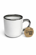 Caneca Cerâmica com Alça e Borda Prata para Personalização - Elegante e Resistente