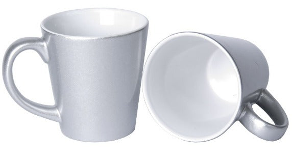 Caneca Cônica de Cerâmica Prata 325ml para Sublimação - LiVE