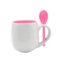 Caneca de Cerâmica Branca 295ml com Colher Rosa para Sublimação