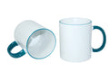 Caneca de Cerâmica Branca 325ml com Borda Verde Escuro para Sublimação