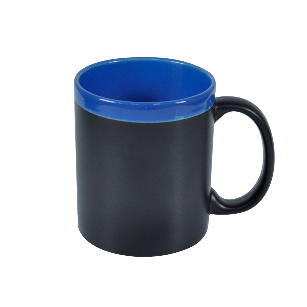 Caneca de Cerâmica Azul Escuro 325ml com Lousa Negra para Sublimação