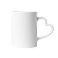 Caneca de Cerâmica Branca 325ml com Alça Coração para Sublimação