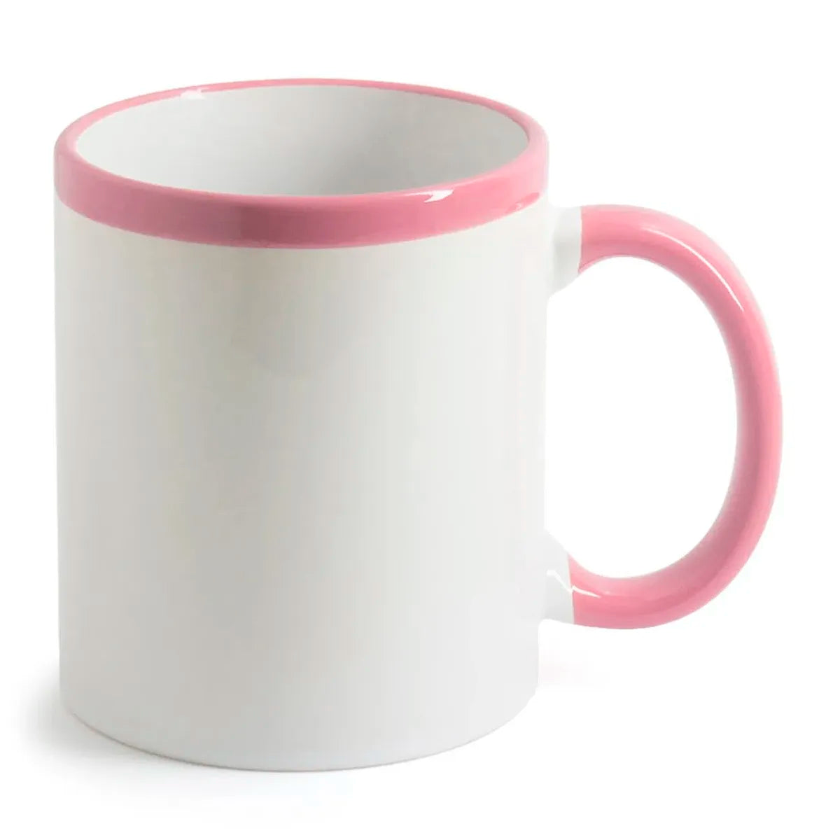 Caneca de Cerâmica Branca 325ml com Alça e Faixa Rosa para Sublimação