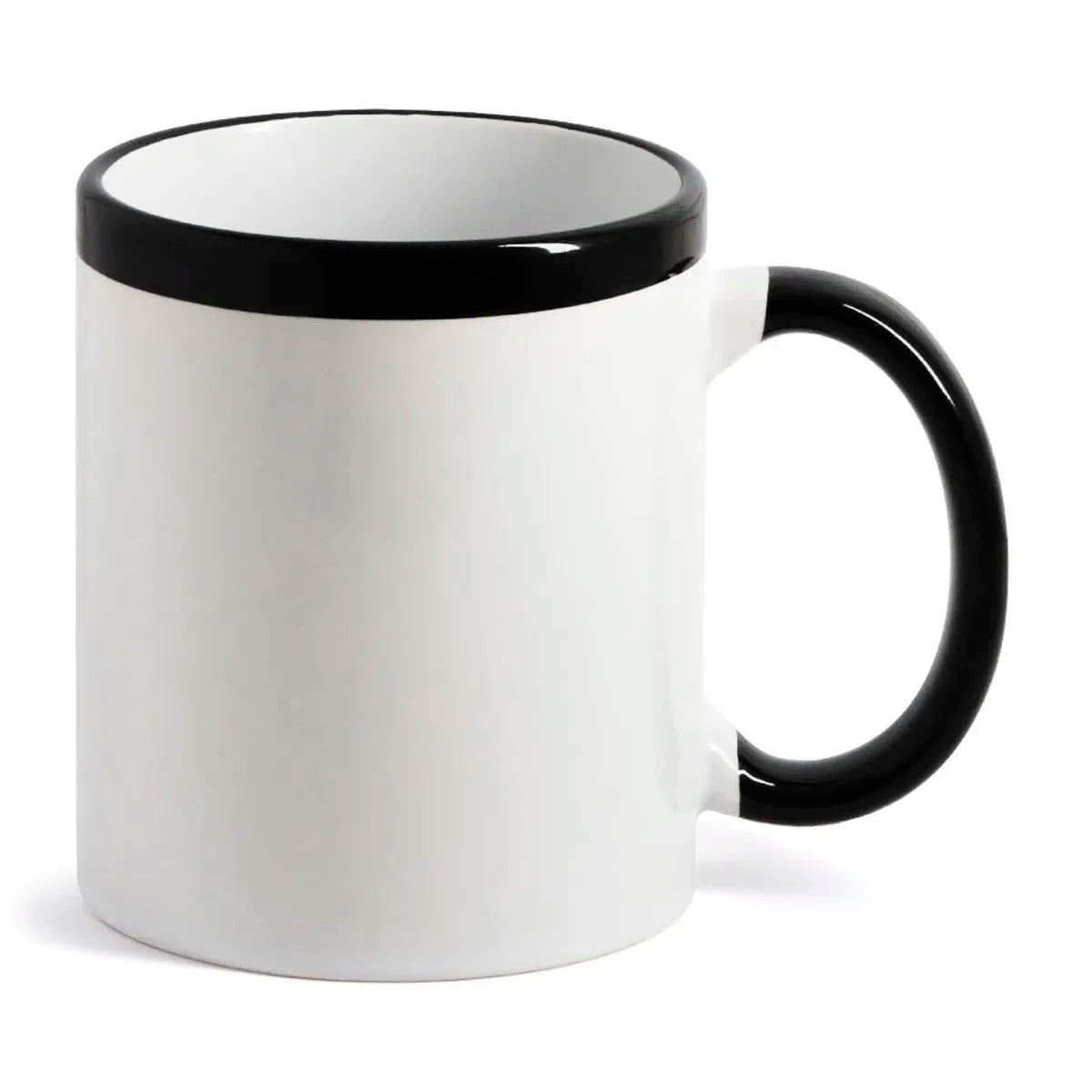 Caneca de Cerâmica Branca com Alça e Faixa Preta 325ml para Sublimação LiVE