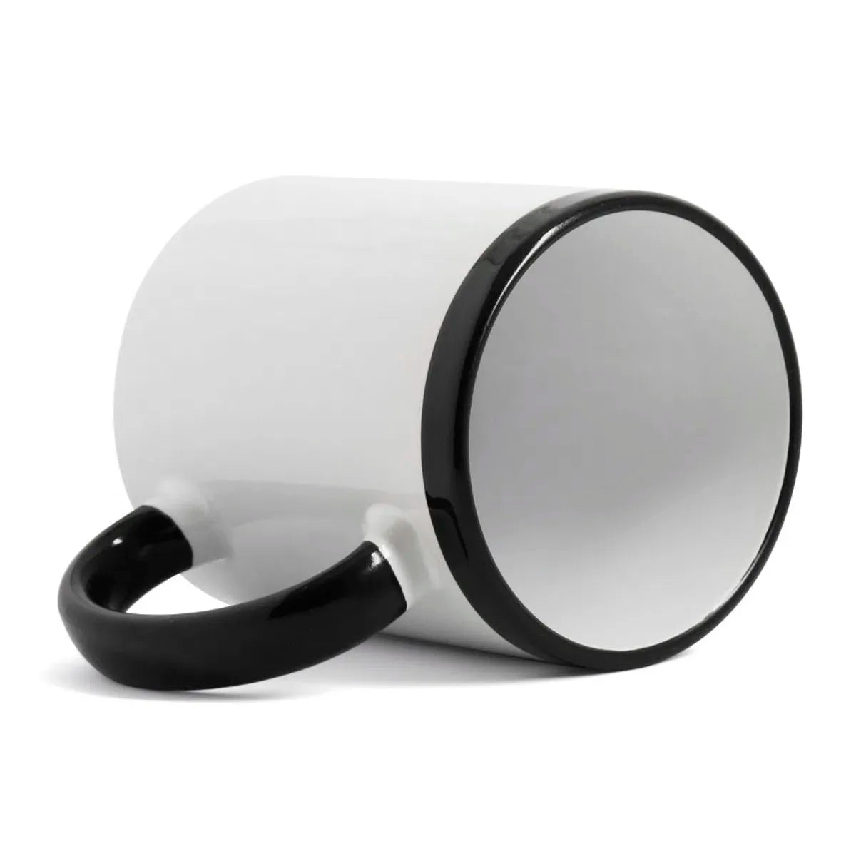 Caneca de Cerâmica Branca com Alça e Faixa Preta 325ml para Sublimação LiVE
