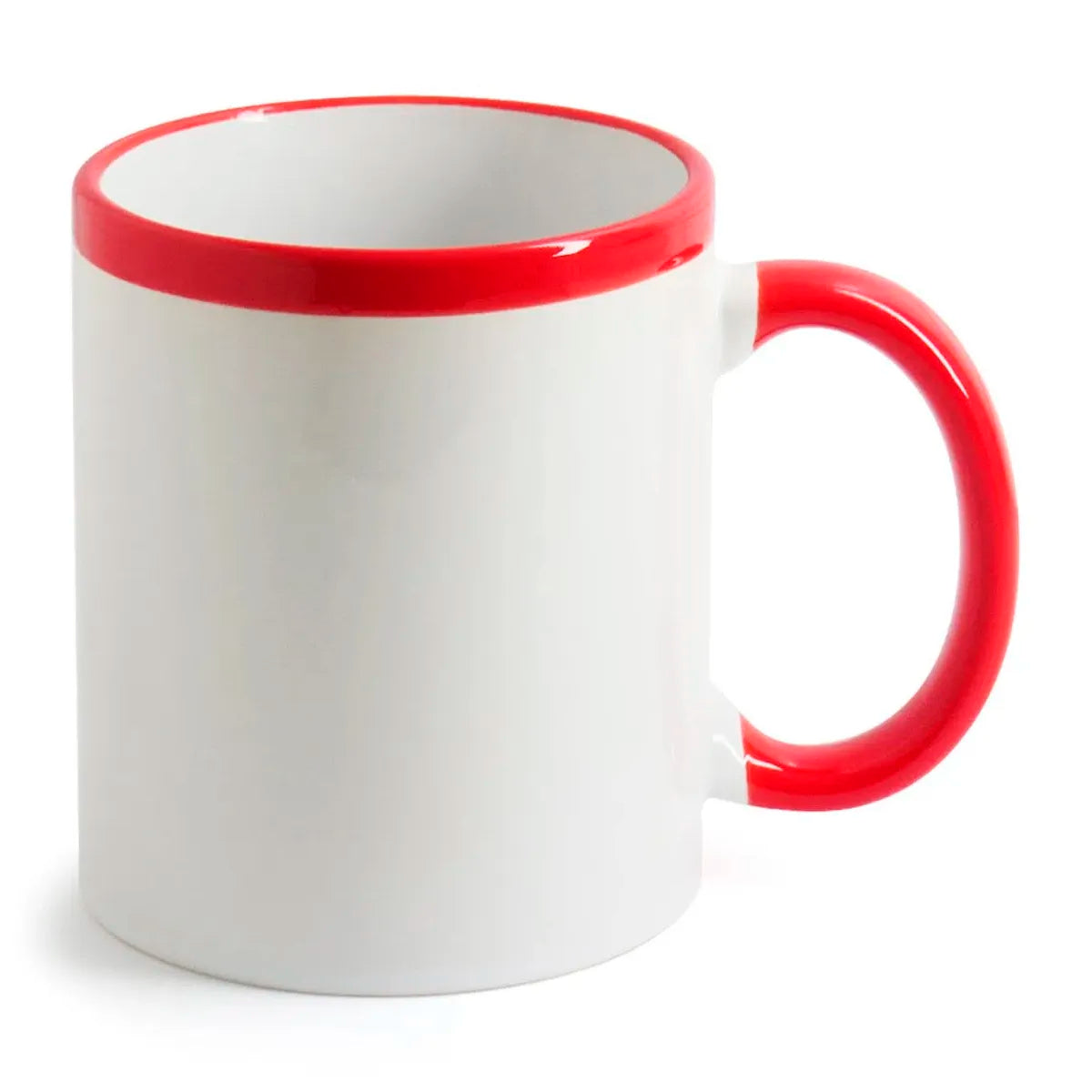 Caneca de Cerâmica 325ml Branca com Alça e Faixa Vermelha para Sublimação